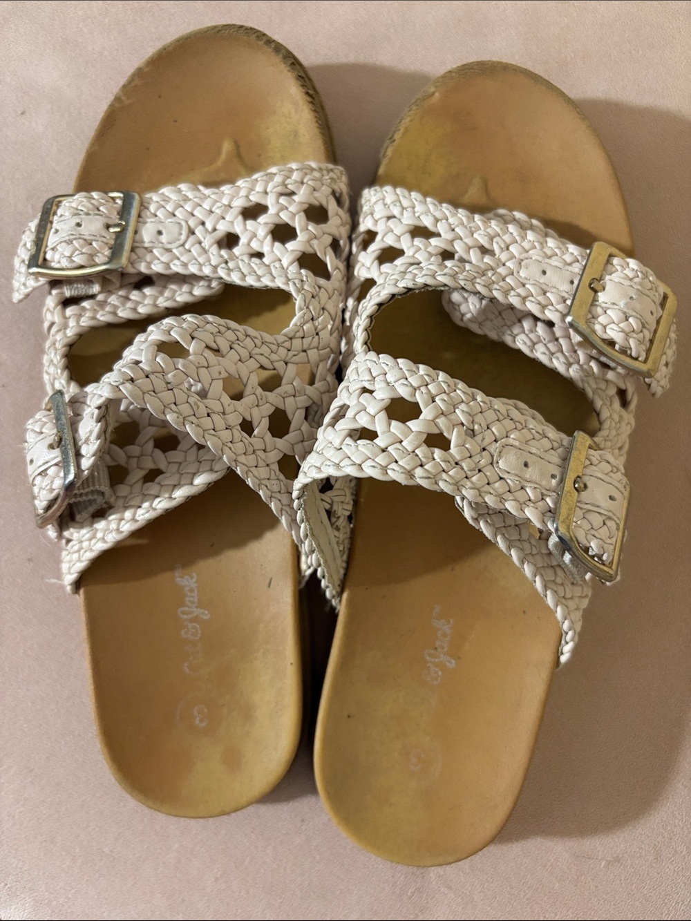 Cat & Jack White Braided Double-Buckle Slide Sandals